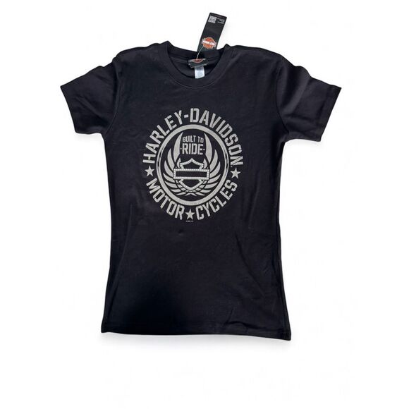 Harley Davidson Rhinestone Embellished Womens Small Tshirt Top‎ y2k Gator NWT - Picture 1 of 4